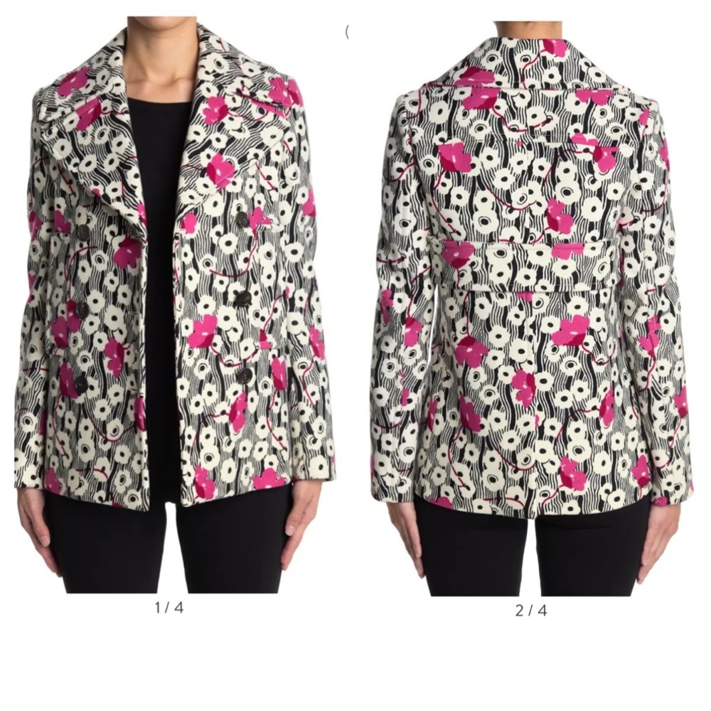 Valentino Caban Printed Wool Blend Blazer Jacket